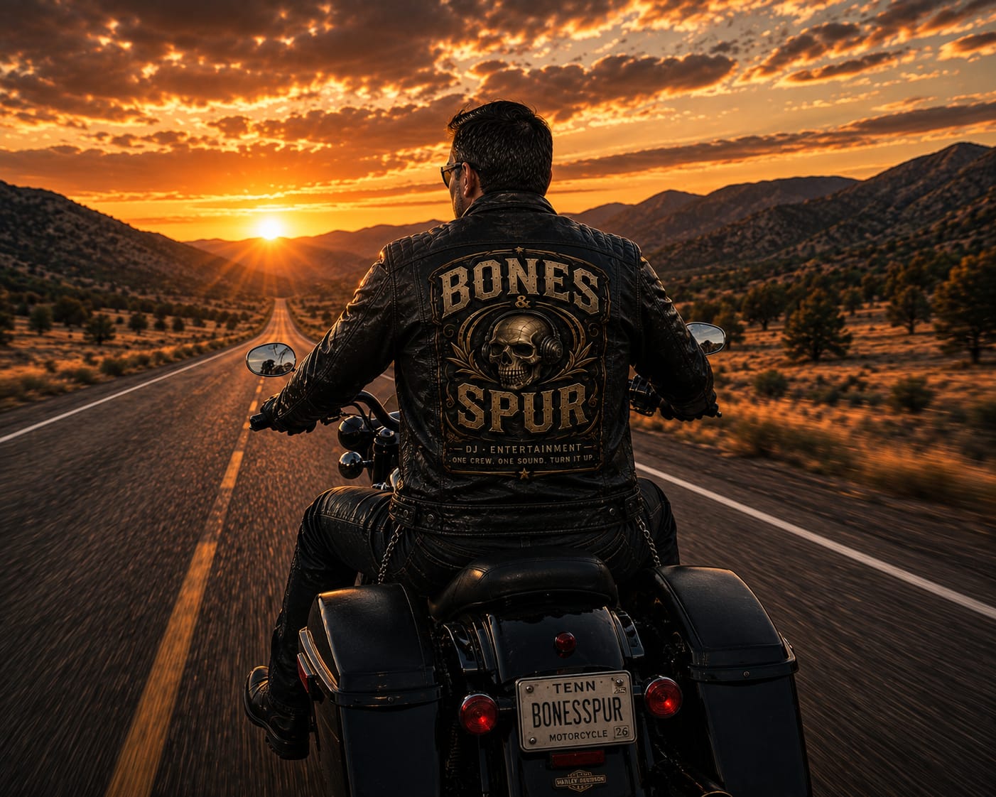 Spur in his vest on the open road
